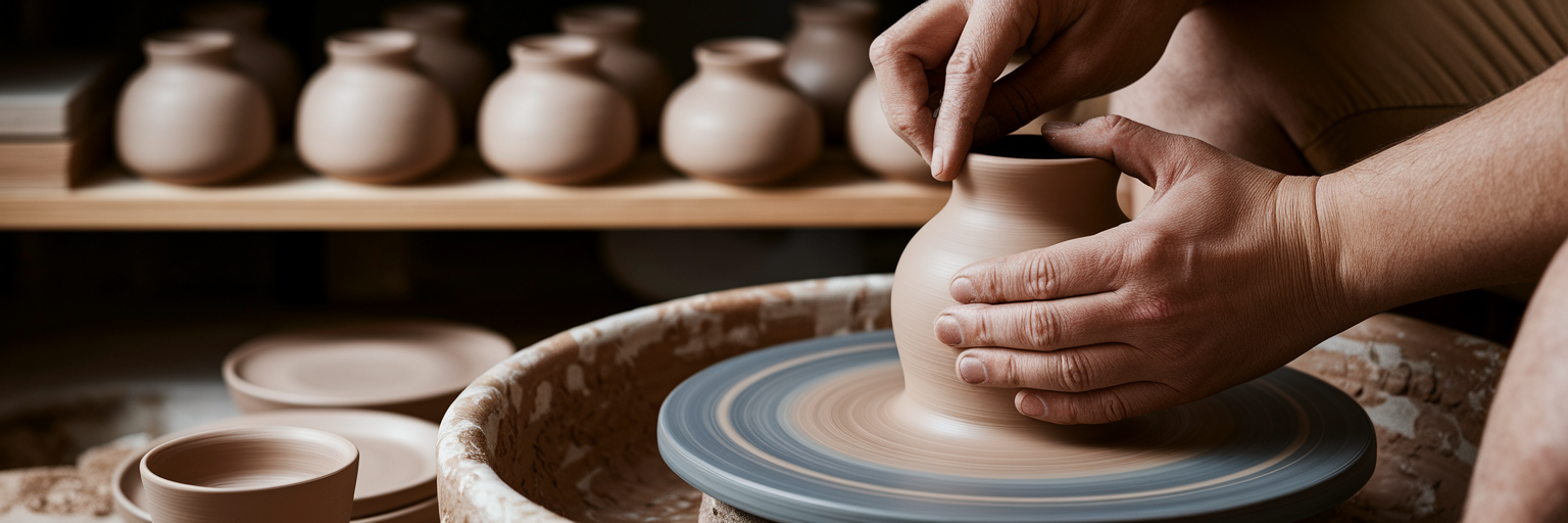 Craftsman's hands creating a product for sale