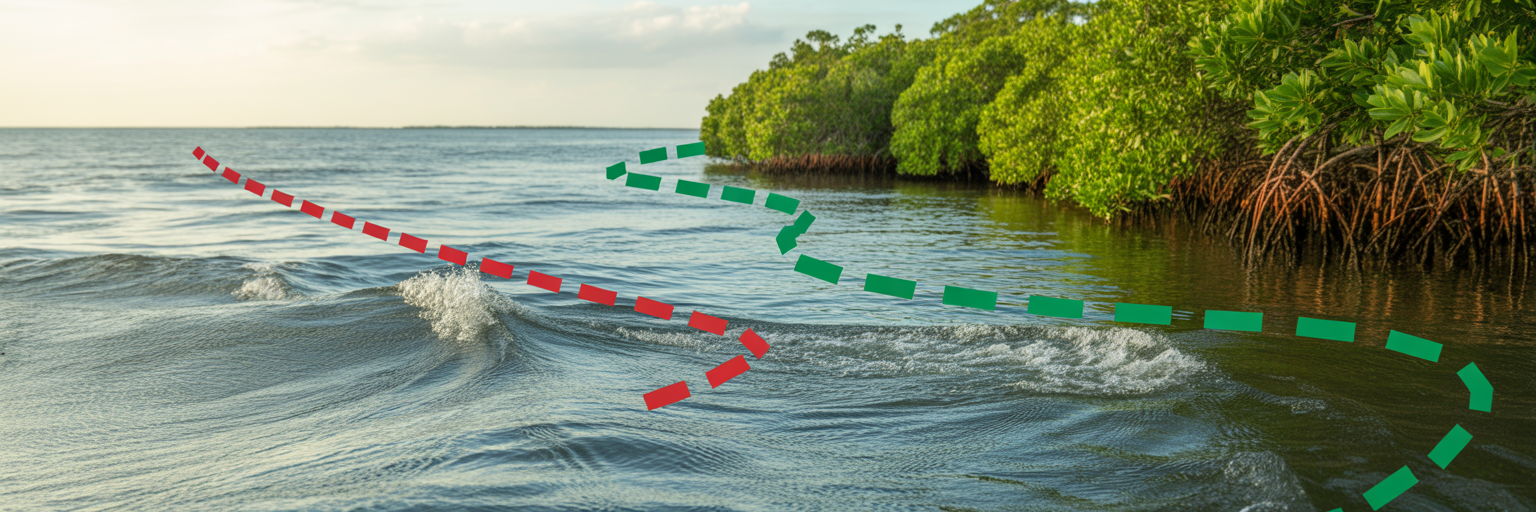 Map showing a safe fishing route
