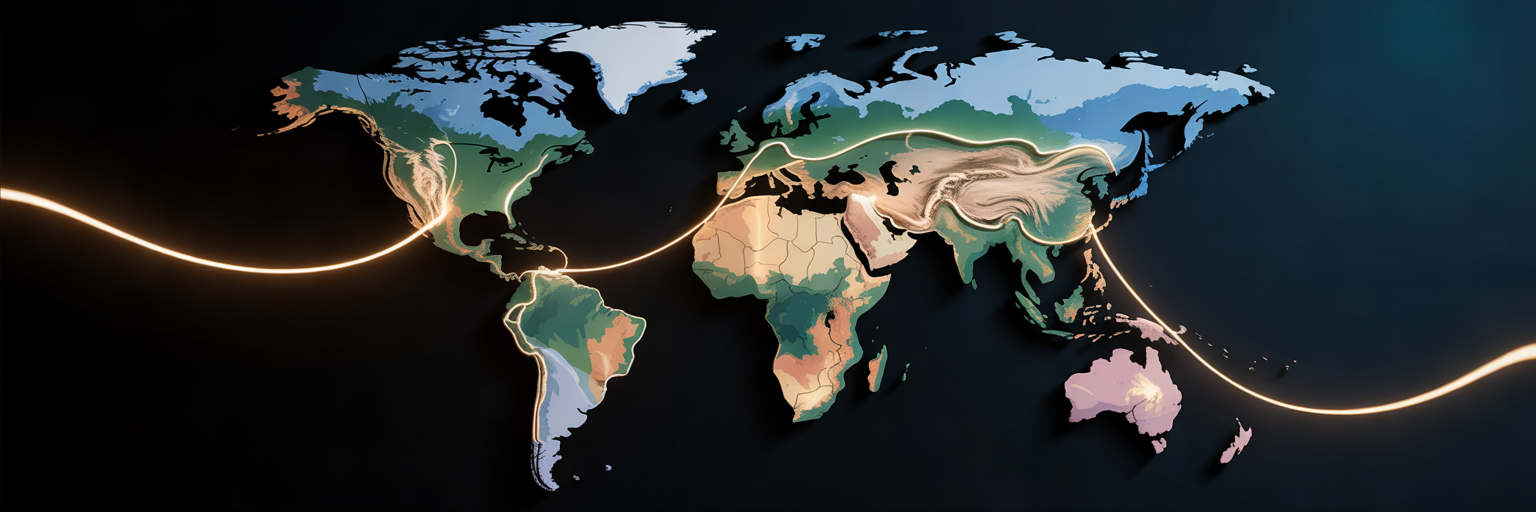 Mapa con conexiones entre España y otros países.