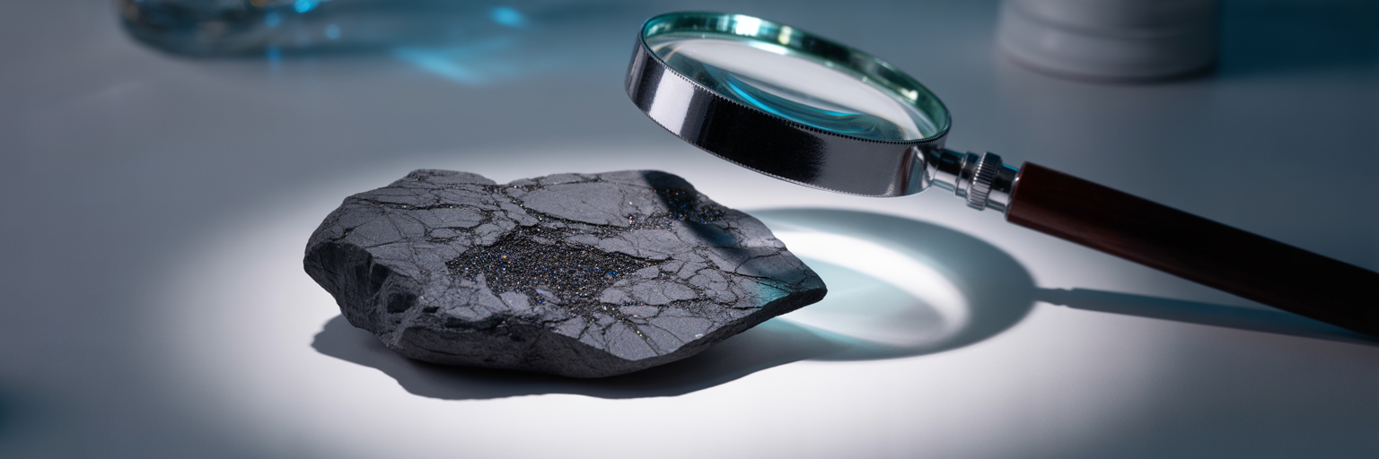 Martian meteorite ALH84001 in laboratory.