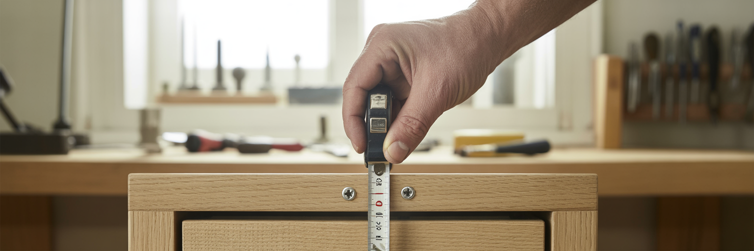 Measuring center-to-center on drawer