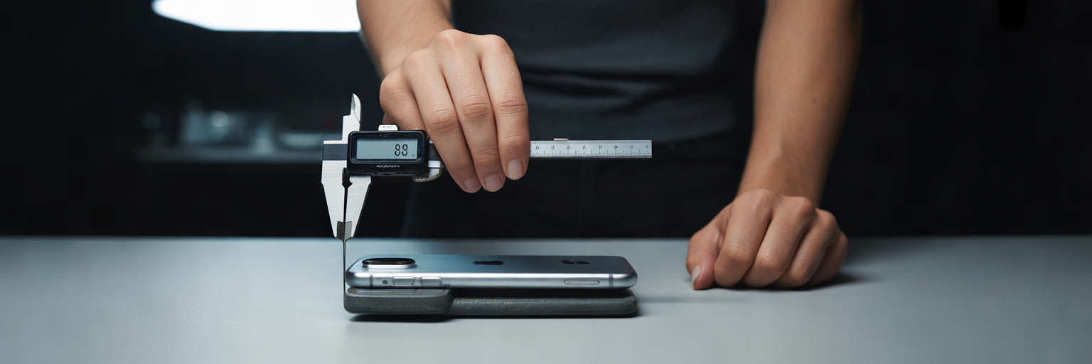 Measuring thickness of iPhone with MagSafe wallet