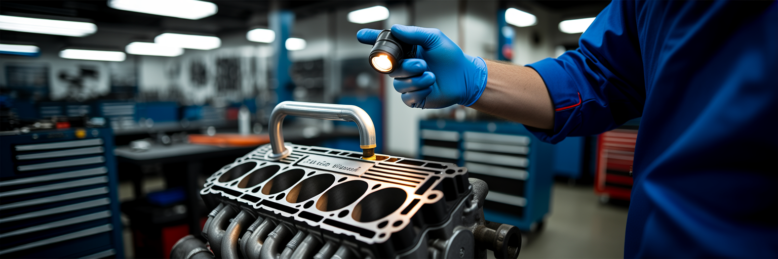 Mechanic inspecting a Toyota V6 engine