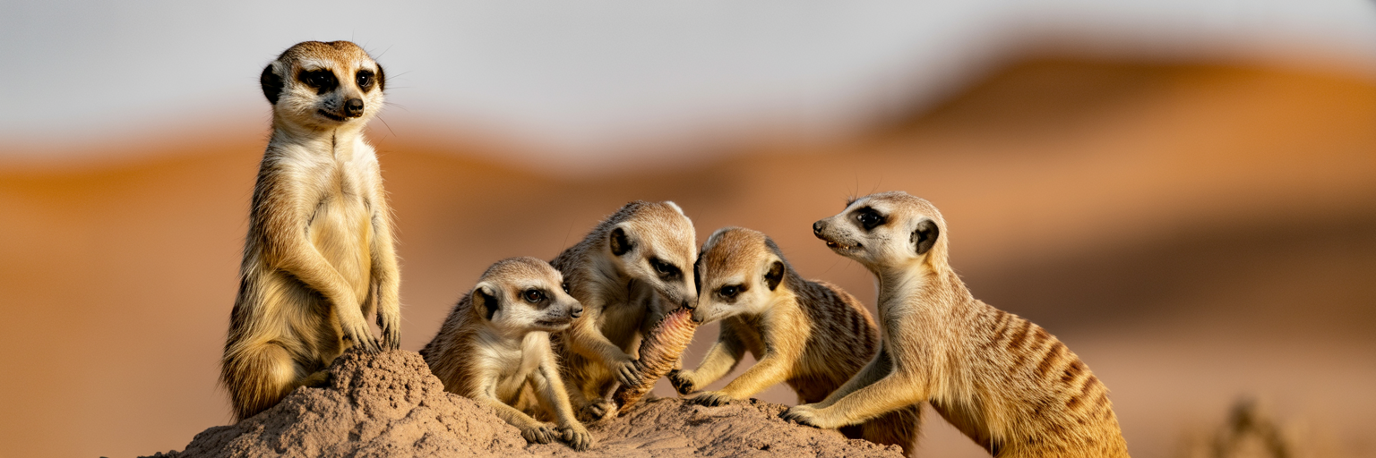 Meerkats squabbling over food
