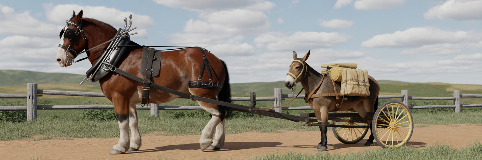 Metaphor of horse and mule for towing capacity.