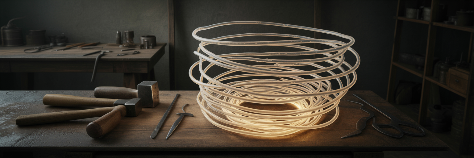 Metaphorical cage of light in a workshop