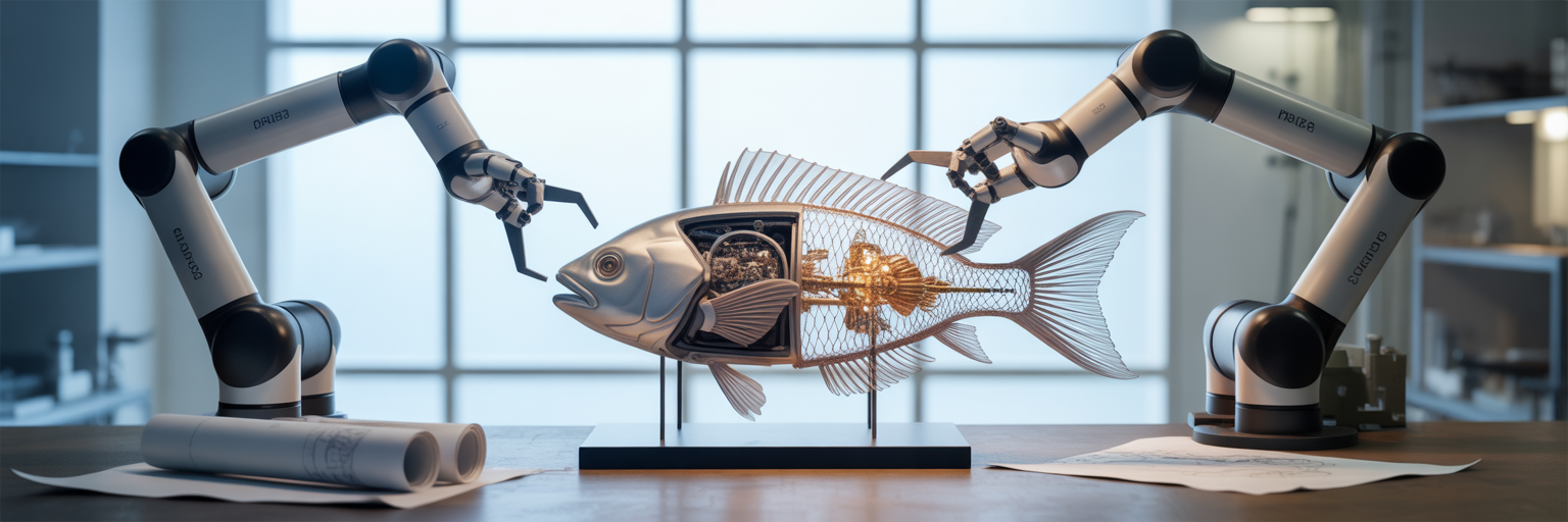 Metaphorical depiction of biological transformation.