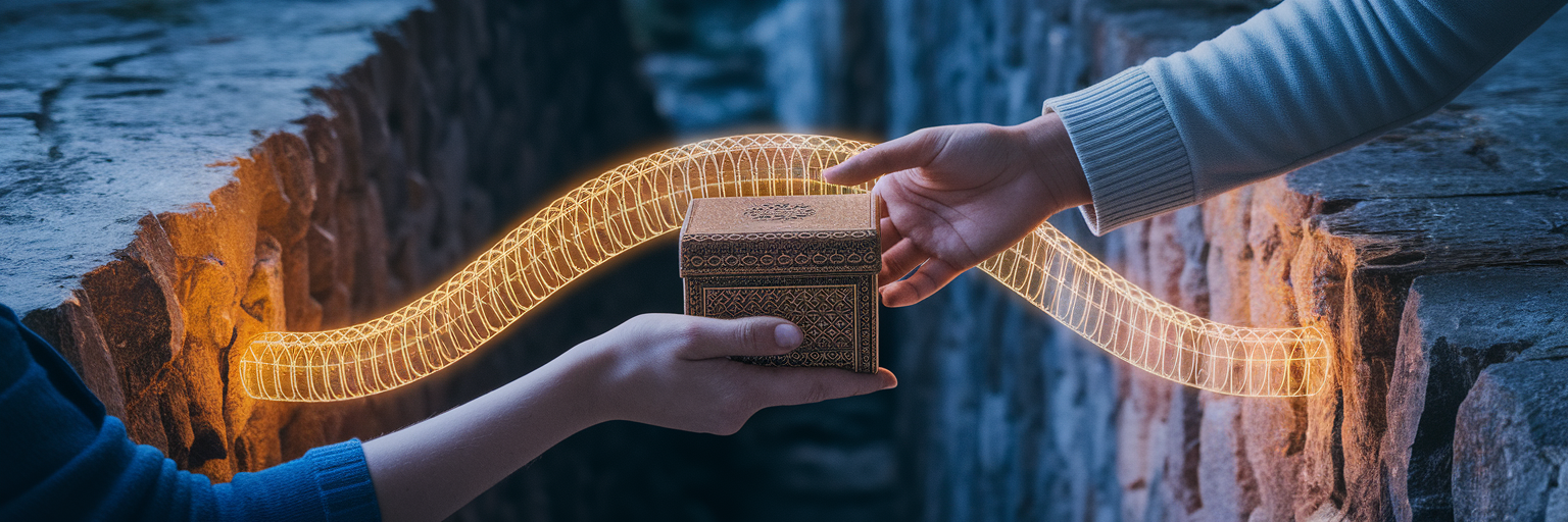 Metaphorical drawing of secure data transfer.