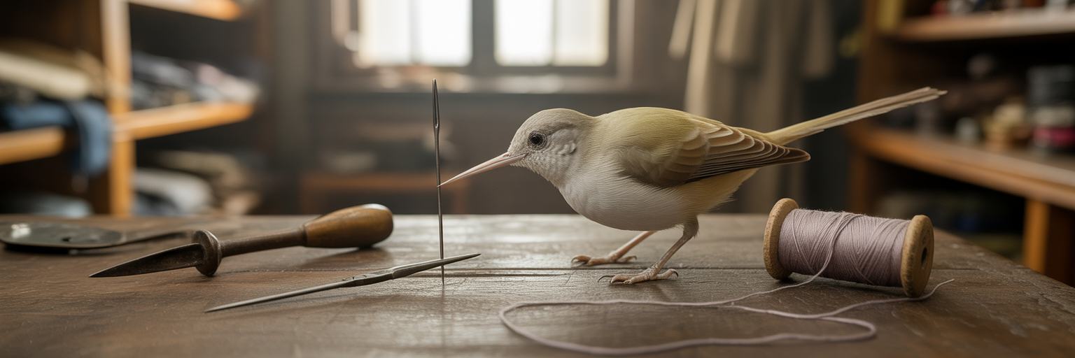 Metaphorical image of tailorbird's instinct