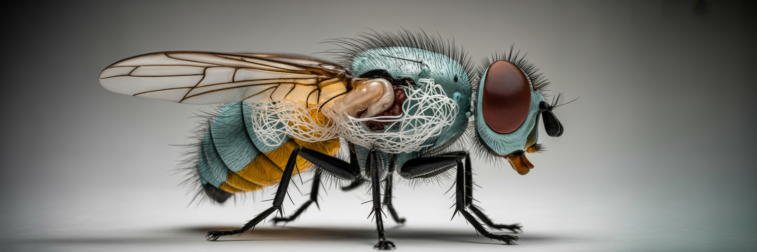 Metaphorical view of fungus inside fly