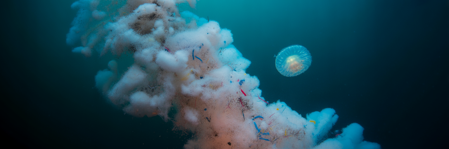 Microplastics mixed with marine snow.