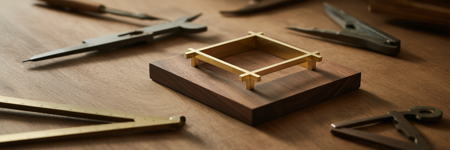 Miniature architectural model showing a precise corner joint.