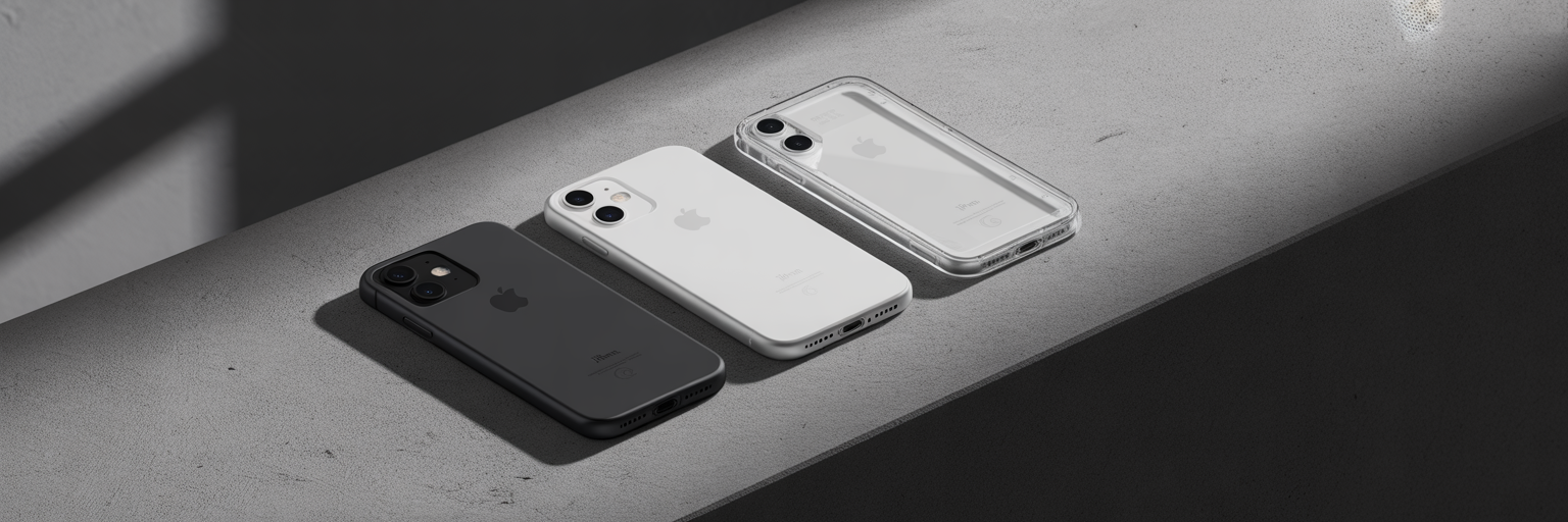 Minimalist phone cases in different finishes.
