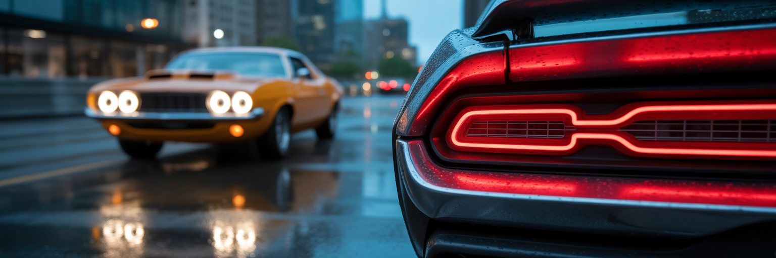 Modern and retro muscle car lights.