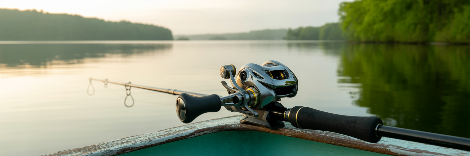 Modern baitcasting rod and reel combo.