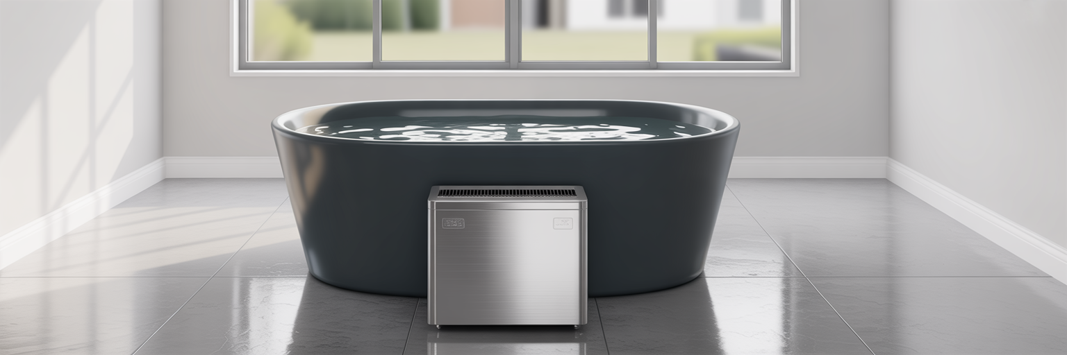 Modern cold plunge tub setup.