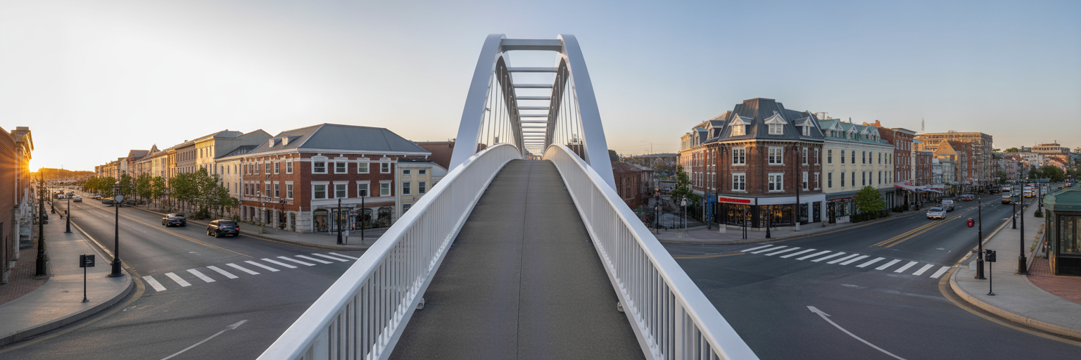 Modern pedestrian bridge offering a clear path.