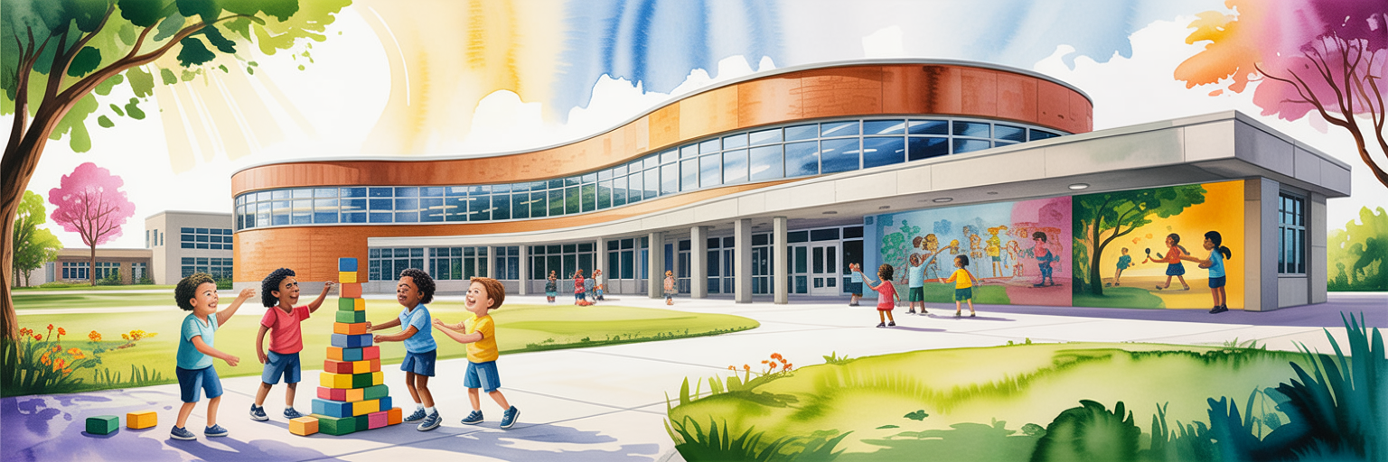Modern public school with diverse students
