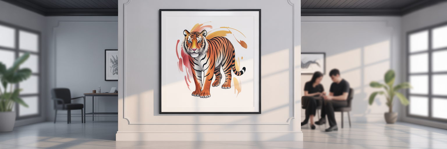 Modern Singapore tattoo studio with framed art.
