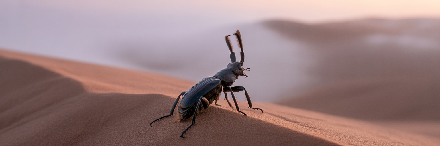 Namib desert beetle on sand dune.