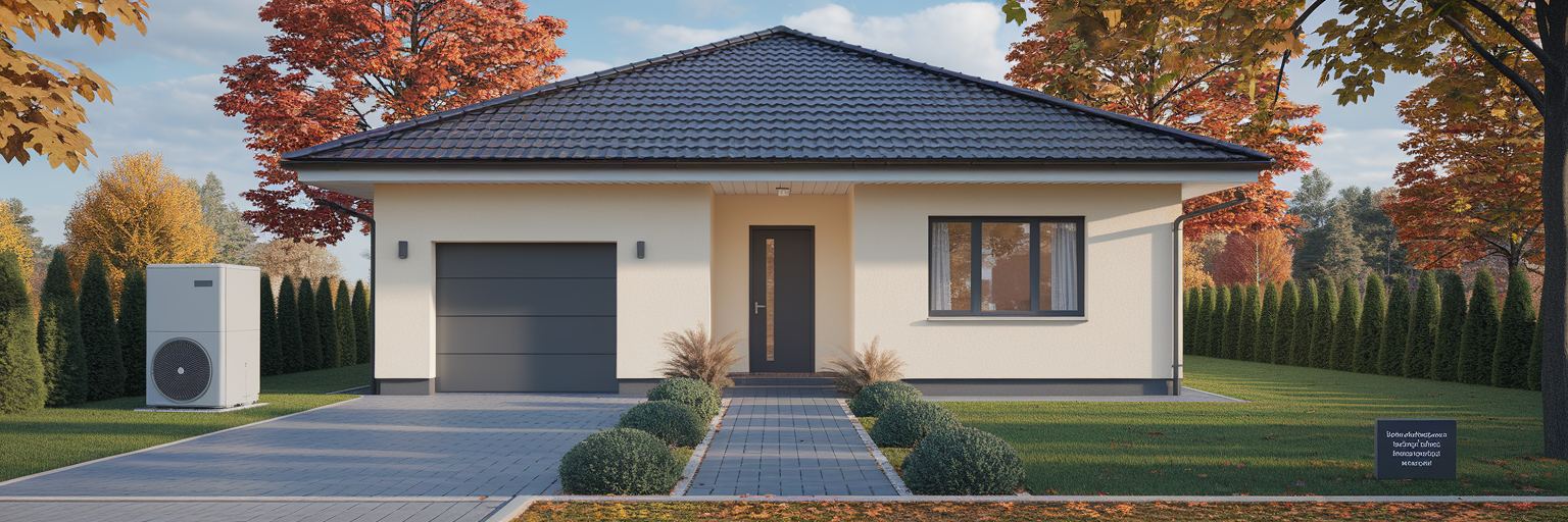 Nowoczesny dom z pompą ciepła powietrzną i gruntową.