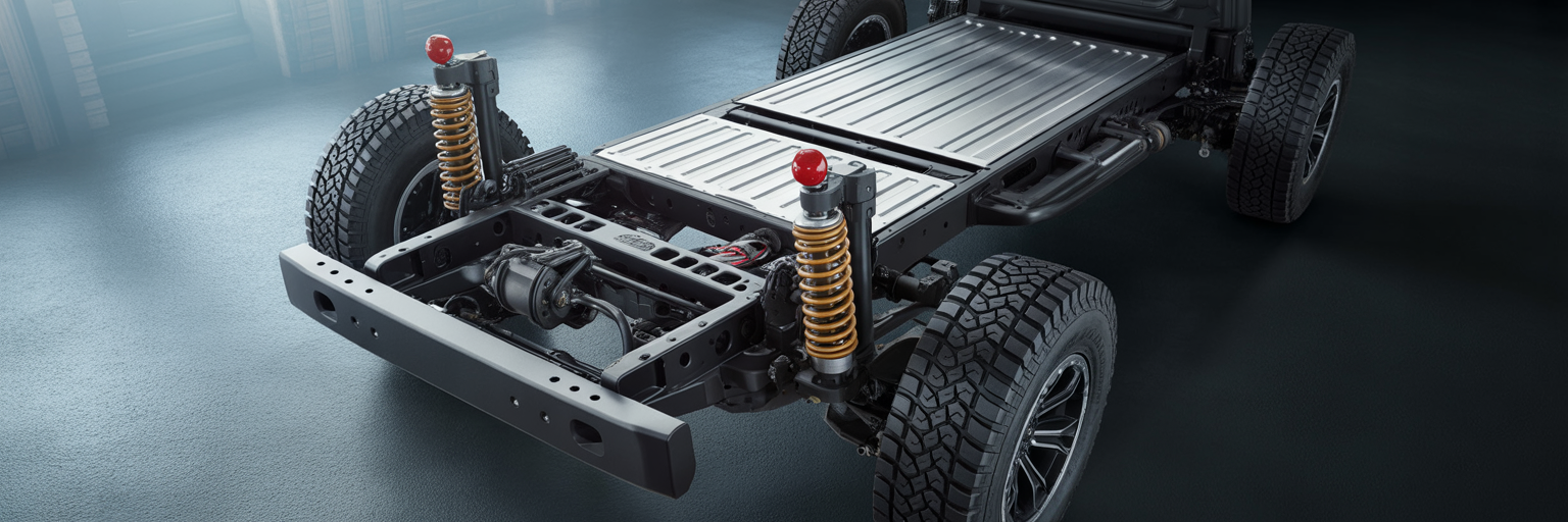 Off-road truck suspension and underbody protection.