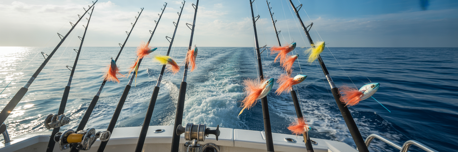 Offshore boat trolling spread for mahi