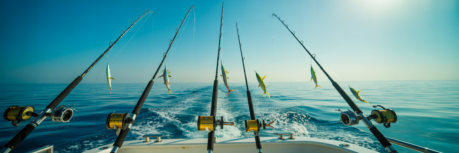 Offshore boat trolling spread for tuna