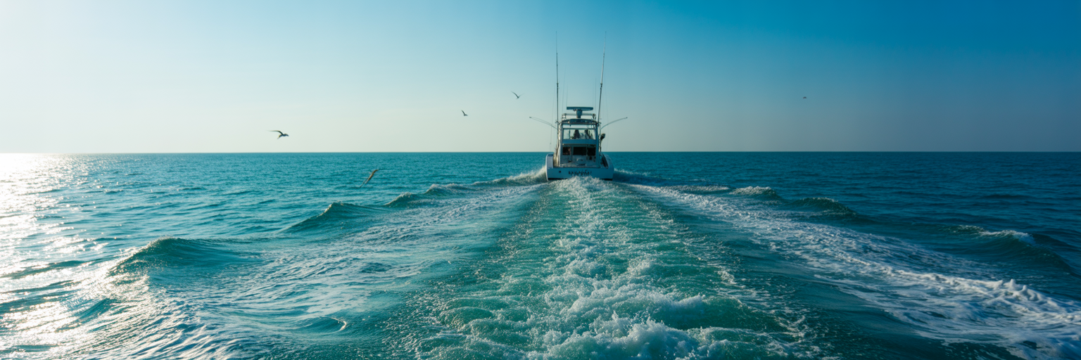 Offshore boat wake at trolling speed