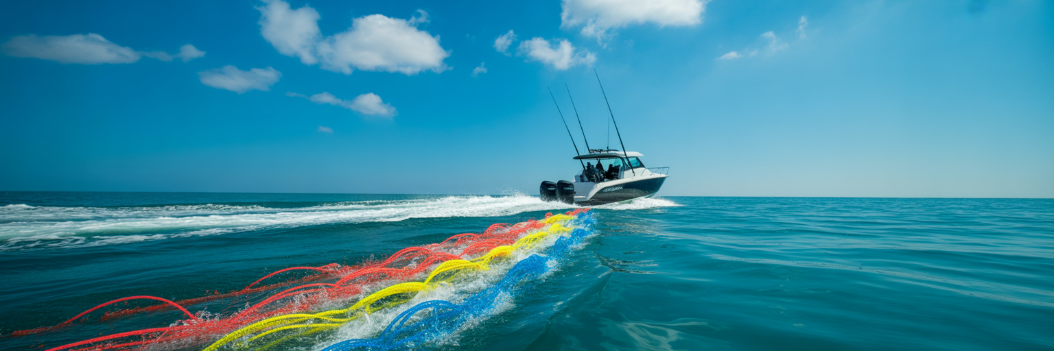 Offshore trolling lure spread for marlin.