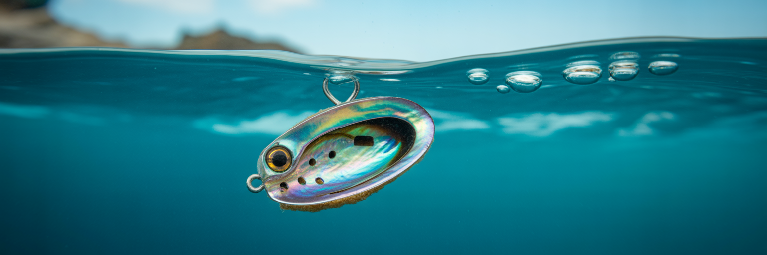 Offshore trolling lure swimming in bluewater.