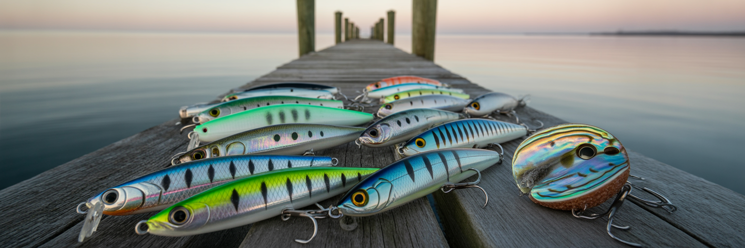 Offshore trolling lures with different colors.