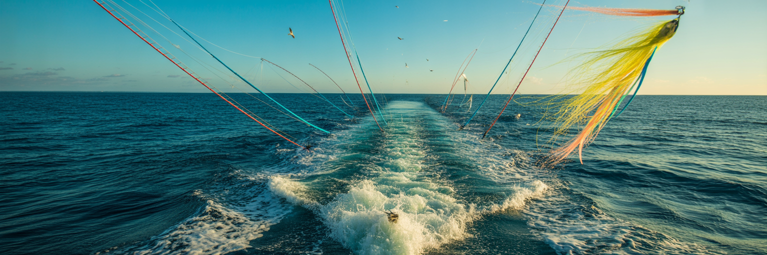 Offshore trolling spread with teasers