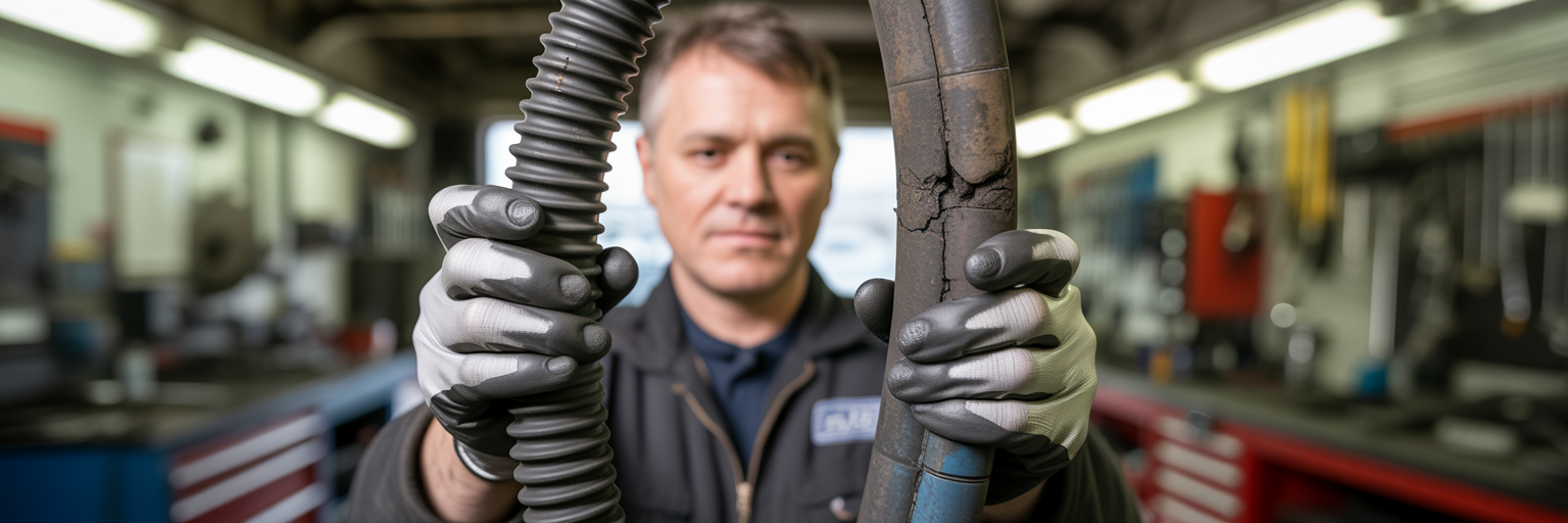 Old and new flexible brake hoses