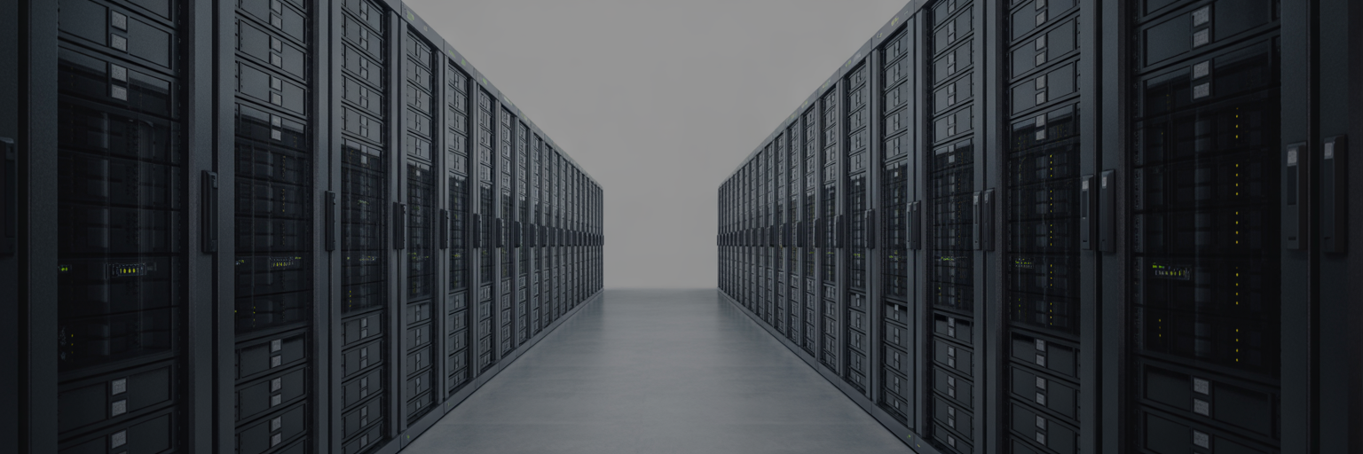 Organised server racks in data centre.