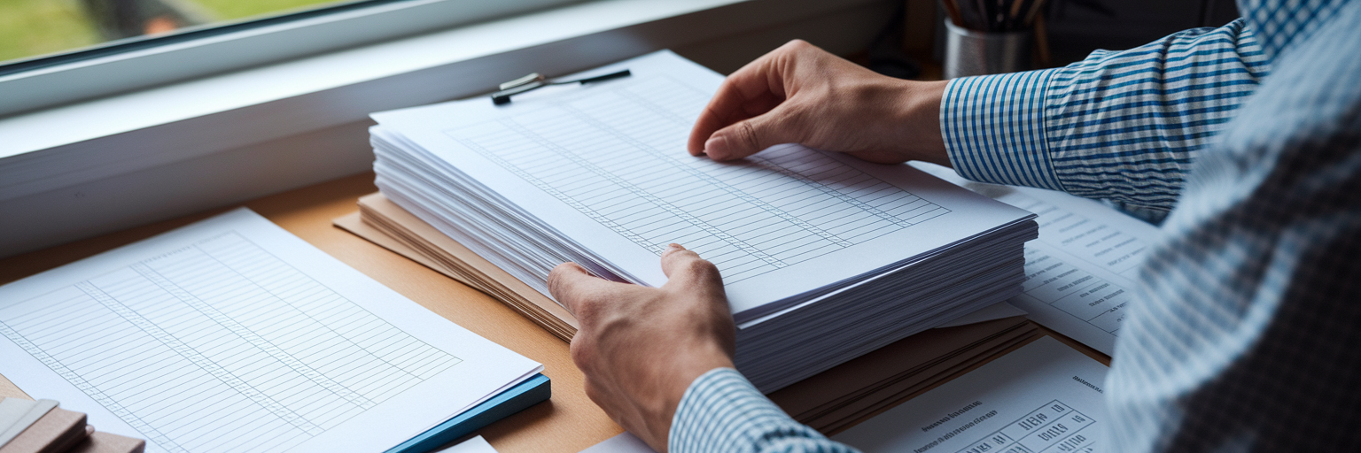 Organising financial documents for loan application.