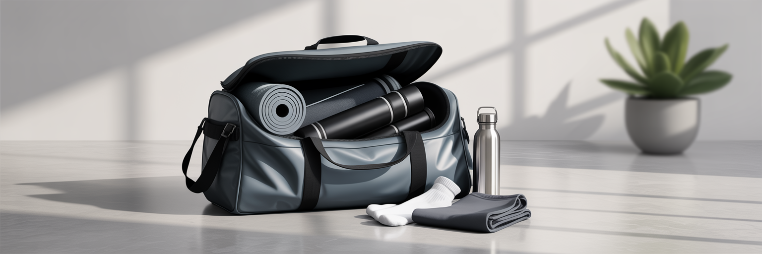 Organized athletic bag with recovery tools.