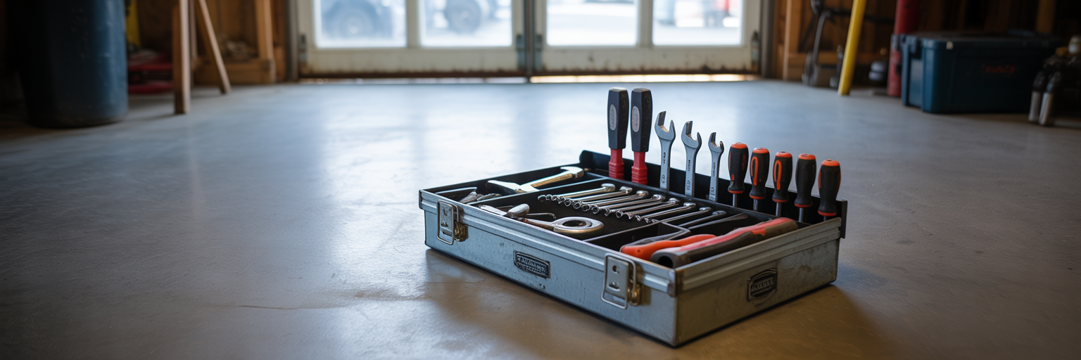 Organized toolbox with tools in place.