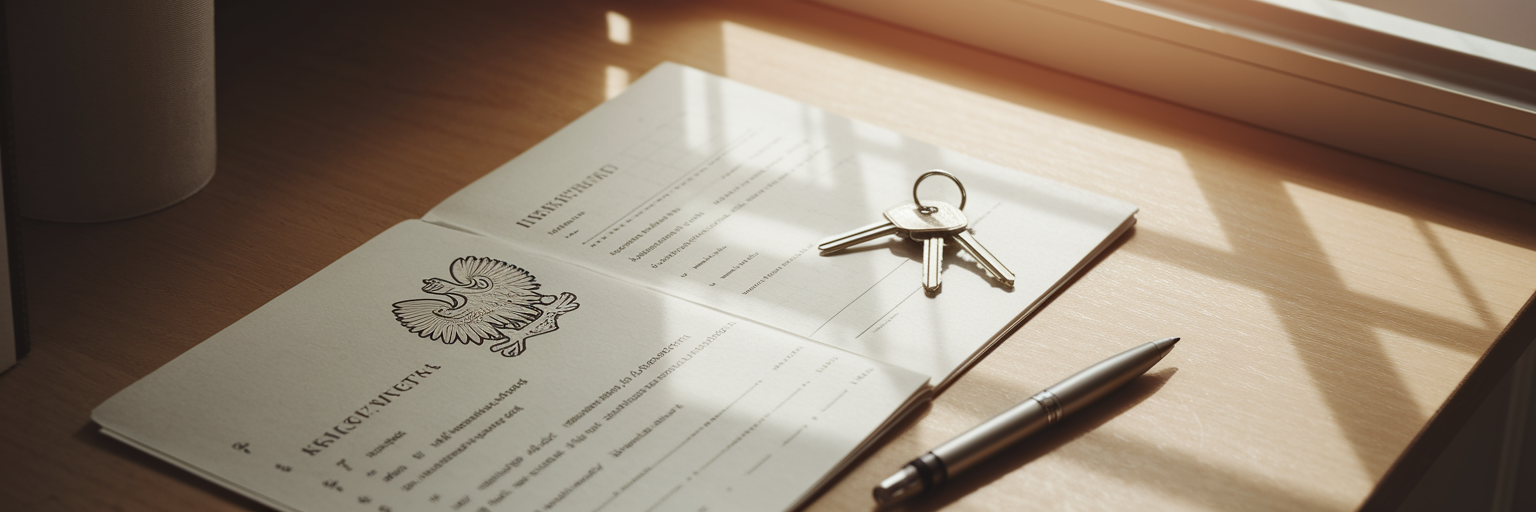 Otwarta księga wieczysta na biurku.