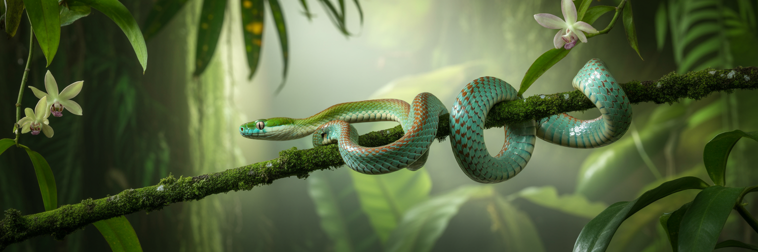Paradise Flying Snake on a branch