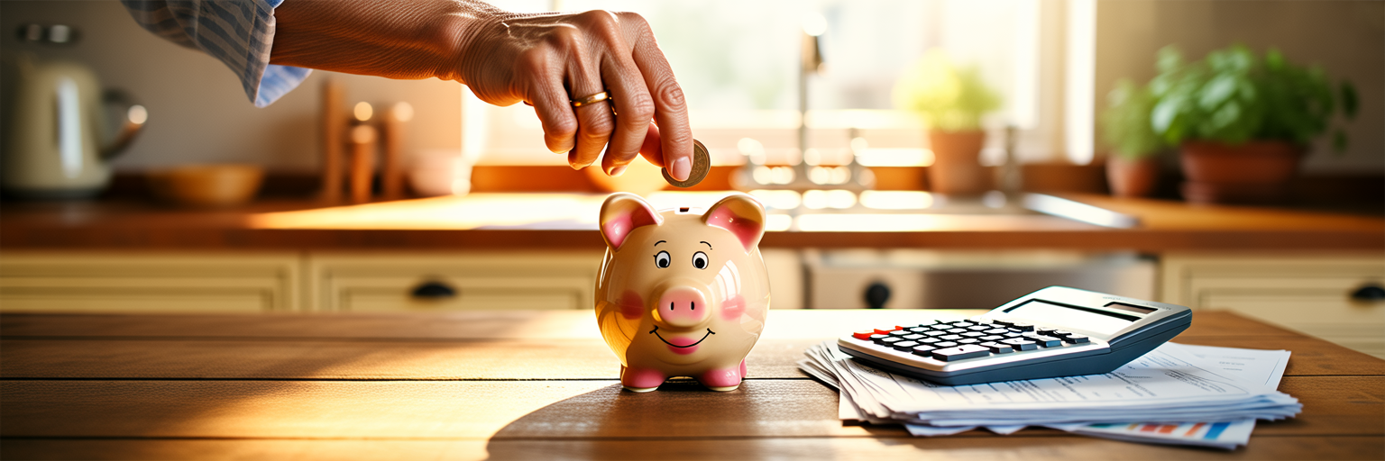 Parent and child saving money together.