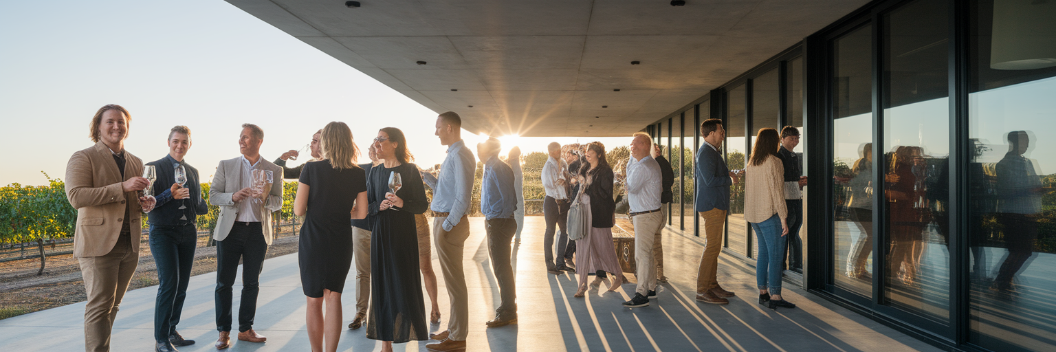 Patrons enjoying wine at cellar door