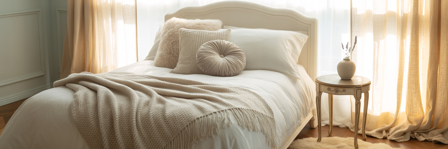 Peaceful bedroom in the morning after restful sleep