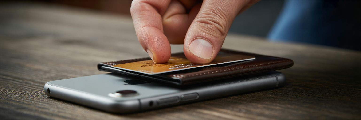 Person accessing card from MagSafe wallet