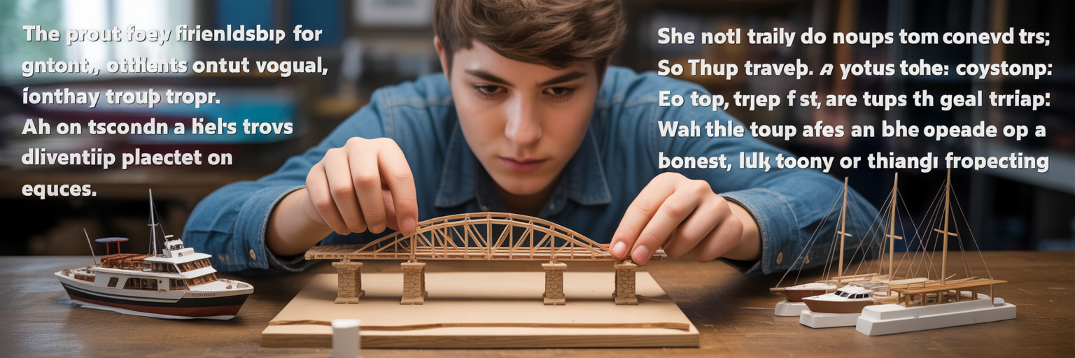 Person building a model bridge representing trip planning.