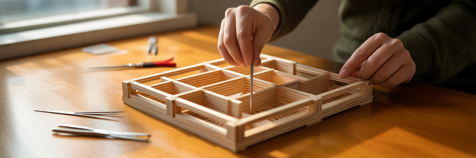 Person building website architectural model