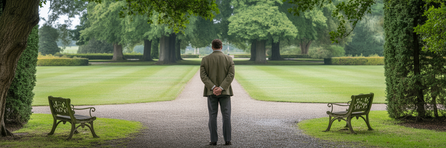 Person choosing between two clear paths.