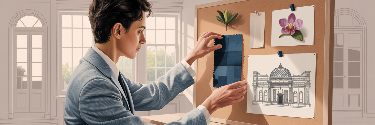 Person creating a personal inspiration mood board.