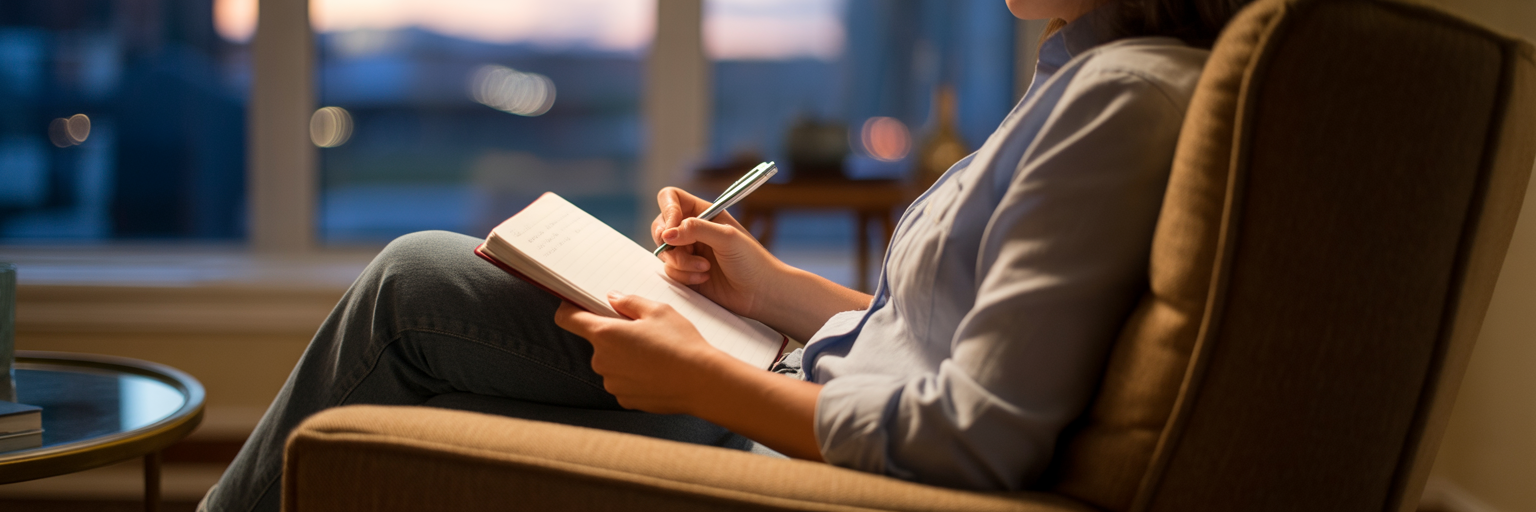 Person journaling in a quiet room.
