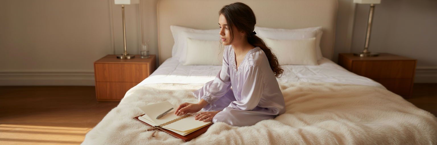 Person journaling peacefully before bed